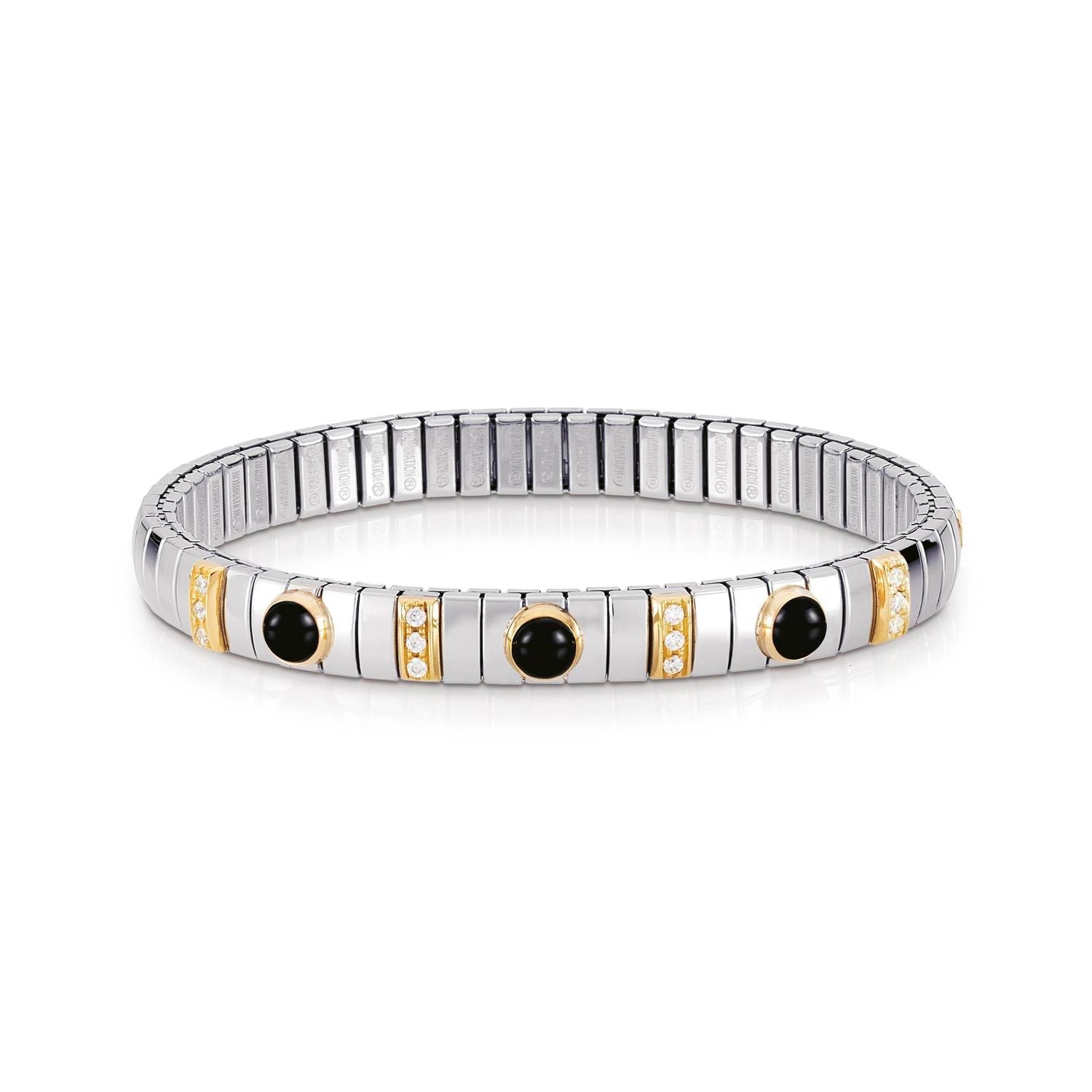 Nomination Armbander N,Y, SMALL Edelstahl, 18K-Gold, Cub, Zirc und Edelsteinen (002_ACHAT SCHWARZ)