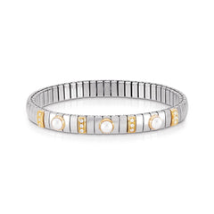 Nomination Armbander N,Y, SMALL Edelstahl, 18K-Gold, Cub, Zirc und Edelsteinen (013_Weisse Perle)