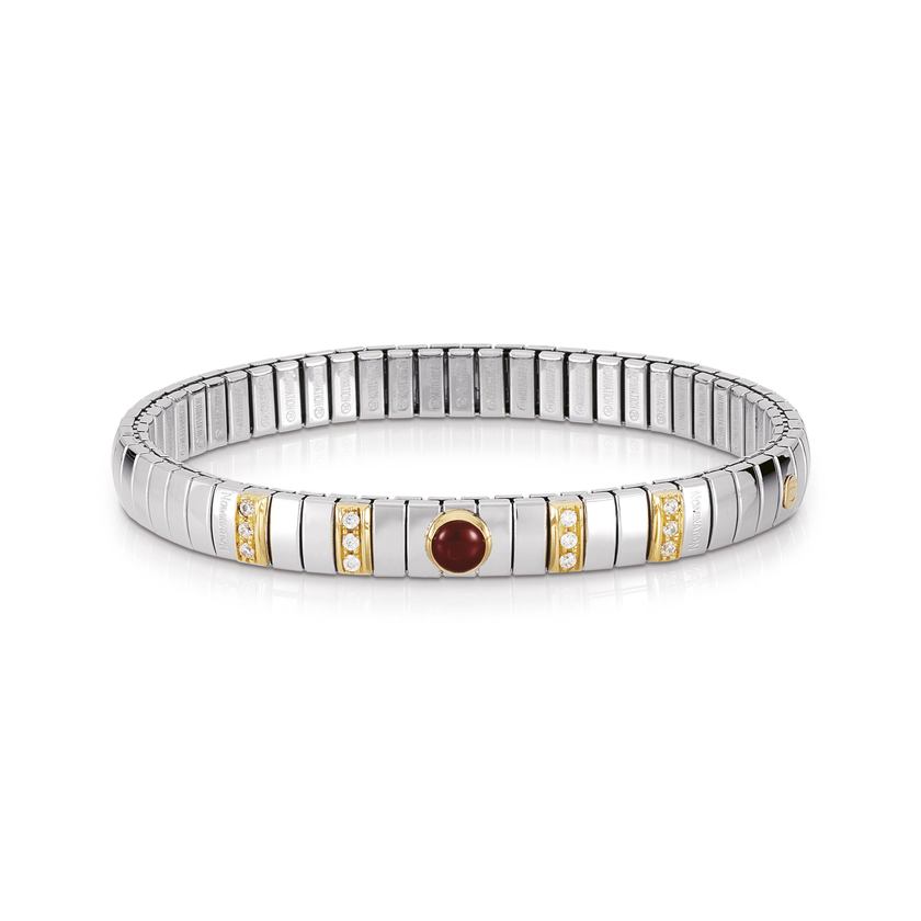 Nomination Armbander N,Y, SMALL Edelstahl, 18K-Gold, Cub, Zirc und Edelsteine (004_ACHAT ROT)