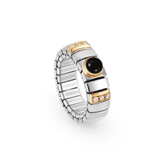 Nomination Ringe N,Y, SMALL aus Edelstahl, 18K-Gold, Cub, Zirc und Edelsteinen (002_ACHAT SCHWARZ)