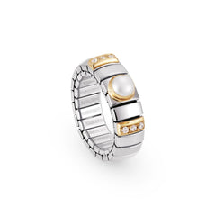 Nomination Ringe N,Y, SMALL aus Edelstahl, 18K-Gold, Cub, Zirc und Edelsteinen (013_Weisse Perle)