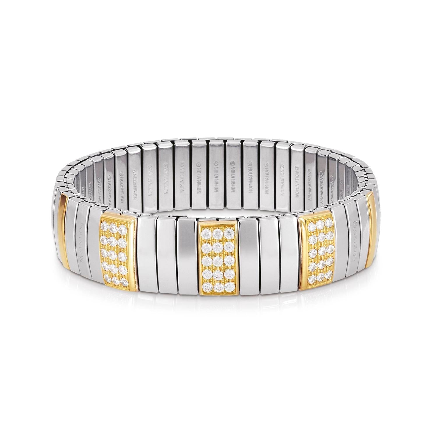 Nomination Armbander N,Y, EXTRA LARGE Edelstahl, 18K-Gold und Cubic Zirconia (001_WEISS)