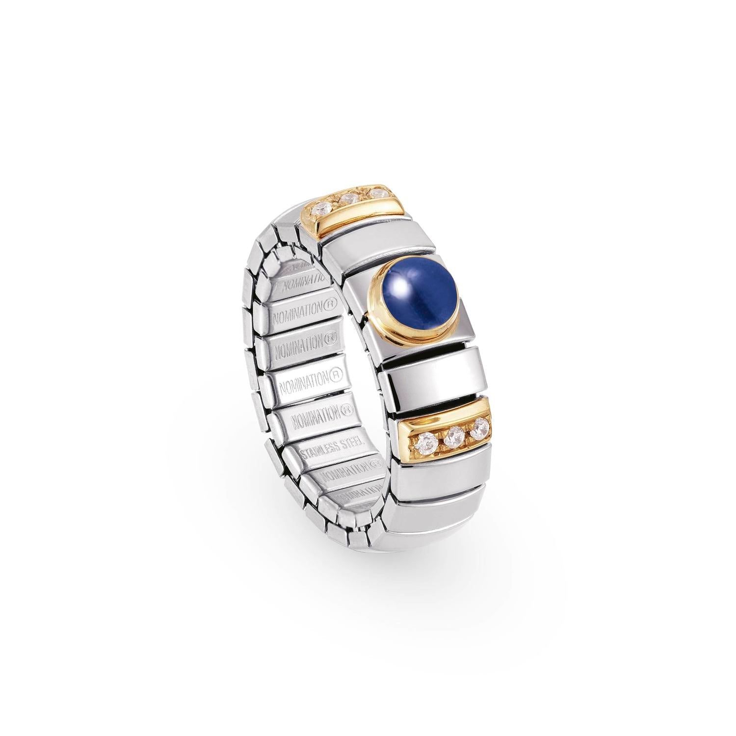 Nomination Ringe N,Y, SMALL Edelstahl, 18K-Gold, Cub, Z, und Halbedelst, (008_SAPHIR)