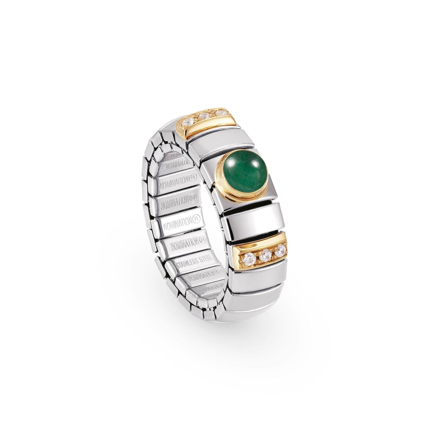 Nomination Ringe N,Y, SMALL Edelstahl, 18K-Gold, Cub, Z, und Halbedelst, (009_SMARAGD)