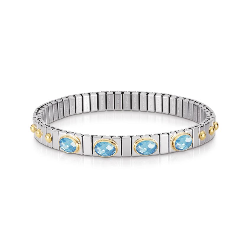 Nomination Armbander XTE SMALL Edelstahl und 18K-Gold Zirkone FACETTIERT (006_HIMMELBLAU)