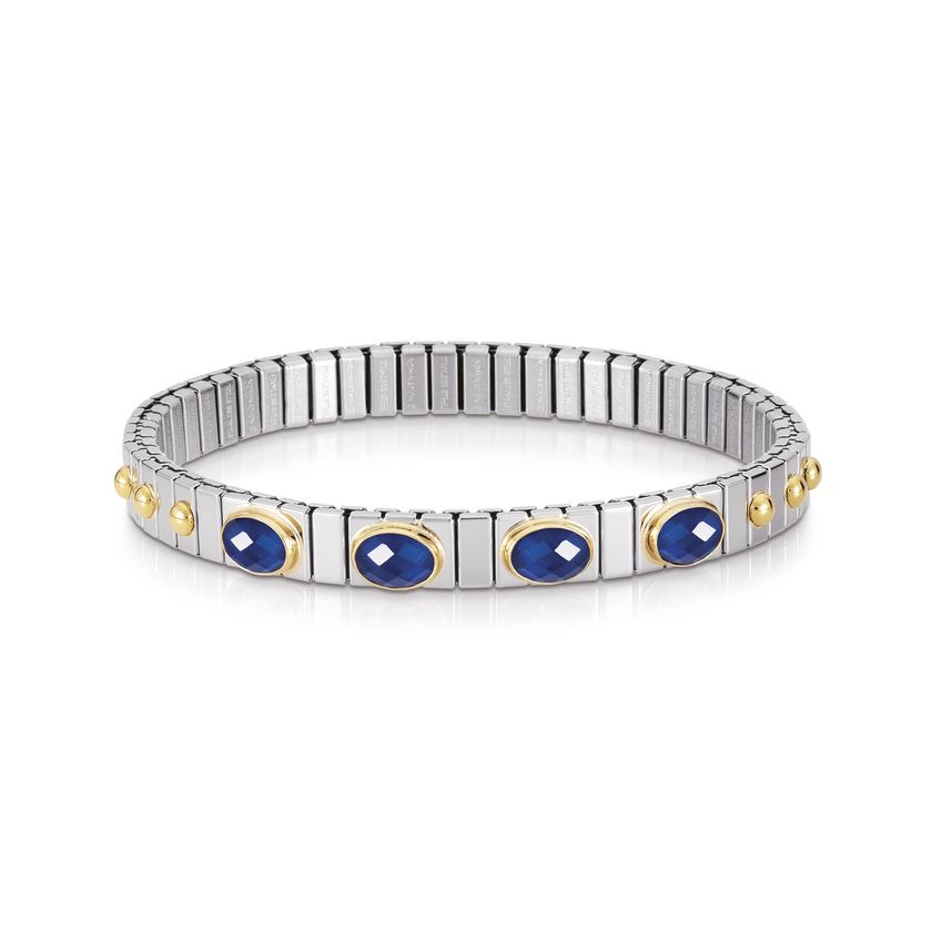 Nomination Armbander XTE SMALL Edelstahl und 18K-Gold Zirkone FACETTIERT (007_BLAU)