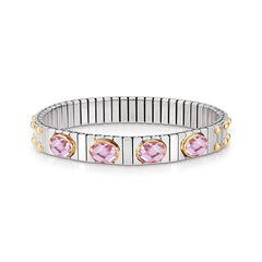Nomination Armbander XTE MEDIUM Edelstahl und 18K-Gold Zirkone FACETTIERT (003_ROSA)
