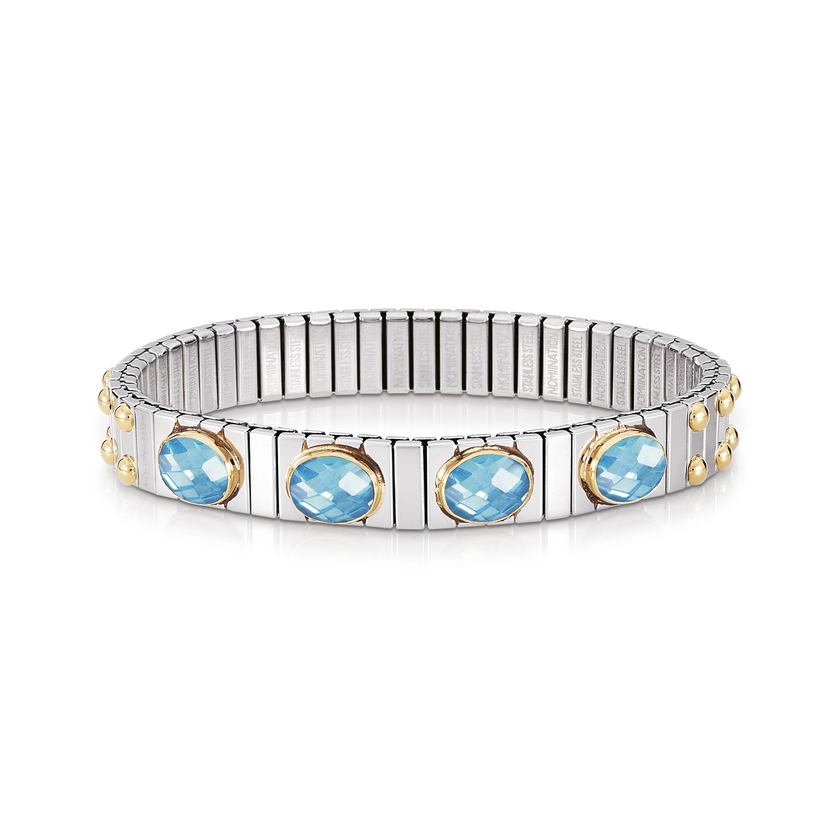 Nomination Armbander XTE MEDIUM Edelstahl und 18K-Gold Zirkone FACETTIERT (006_HIMMELBLAU)