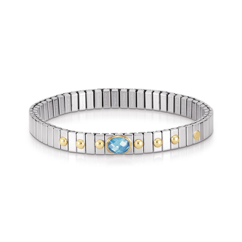 Nomination Armbander XTE SMALL Edelstahl und 18K-Gold Zirkone FACETTIERT (006_HIMMELBLAU)