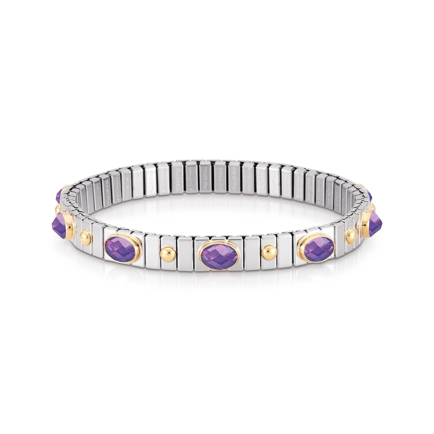 Nomination Armbander XTE SMALL Edelstahl und 18K-Gold Zirkone FACETTIERT (001_VIOLETT)