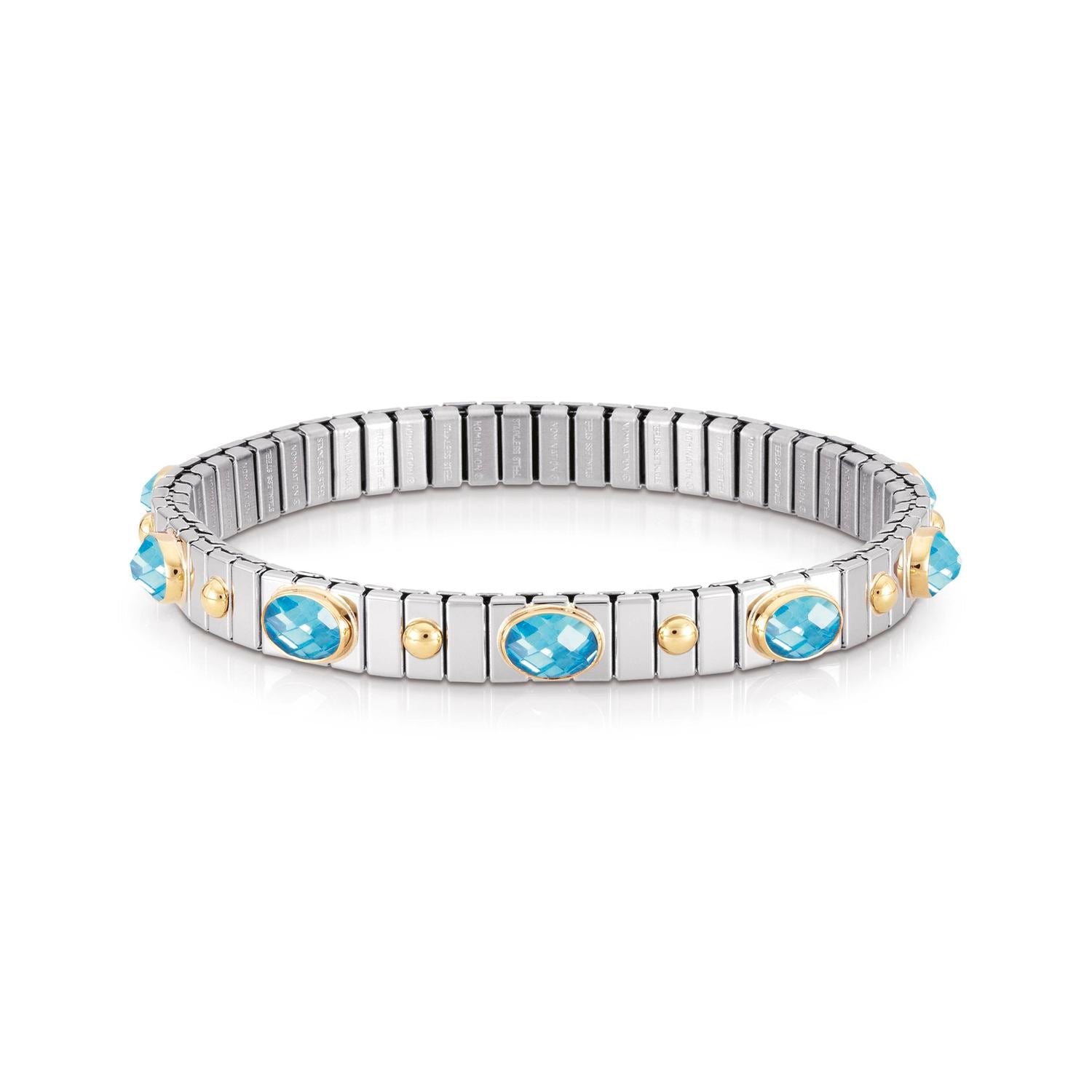 Nomination Armbander XTE SMALL Edelstahl und 18K-Gold Zirkone FACETTIERT (006_HIMMELBLAU)