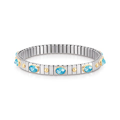 Nomination Armbander XTE SMALL Edelstahl und 18K-Gold Zirkone FACETTIERT (006_HIMMELBLAU)