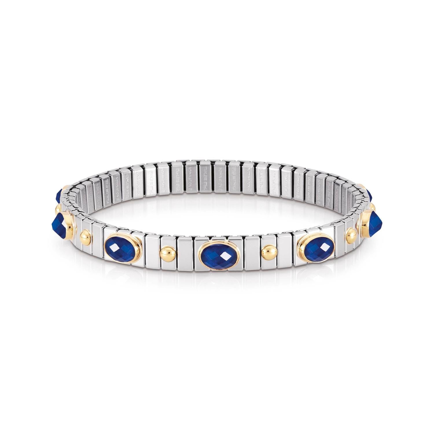 Nomination Armbander XTE SMALL Edelstahl und 18K-Gold Zirkone FACETTIERT (007_BLAU)