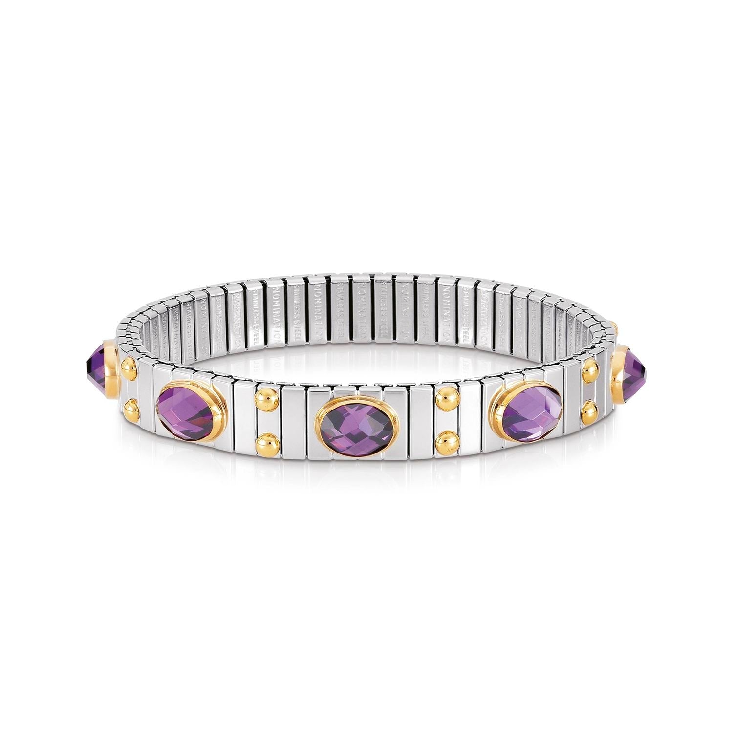 Nomination Armbander XTE MEDIUM Edelstahl und 18K-Gold Zirkone FACETTIERT (001_VIOLETT)
