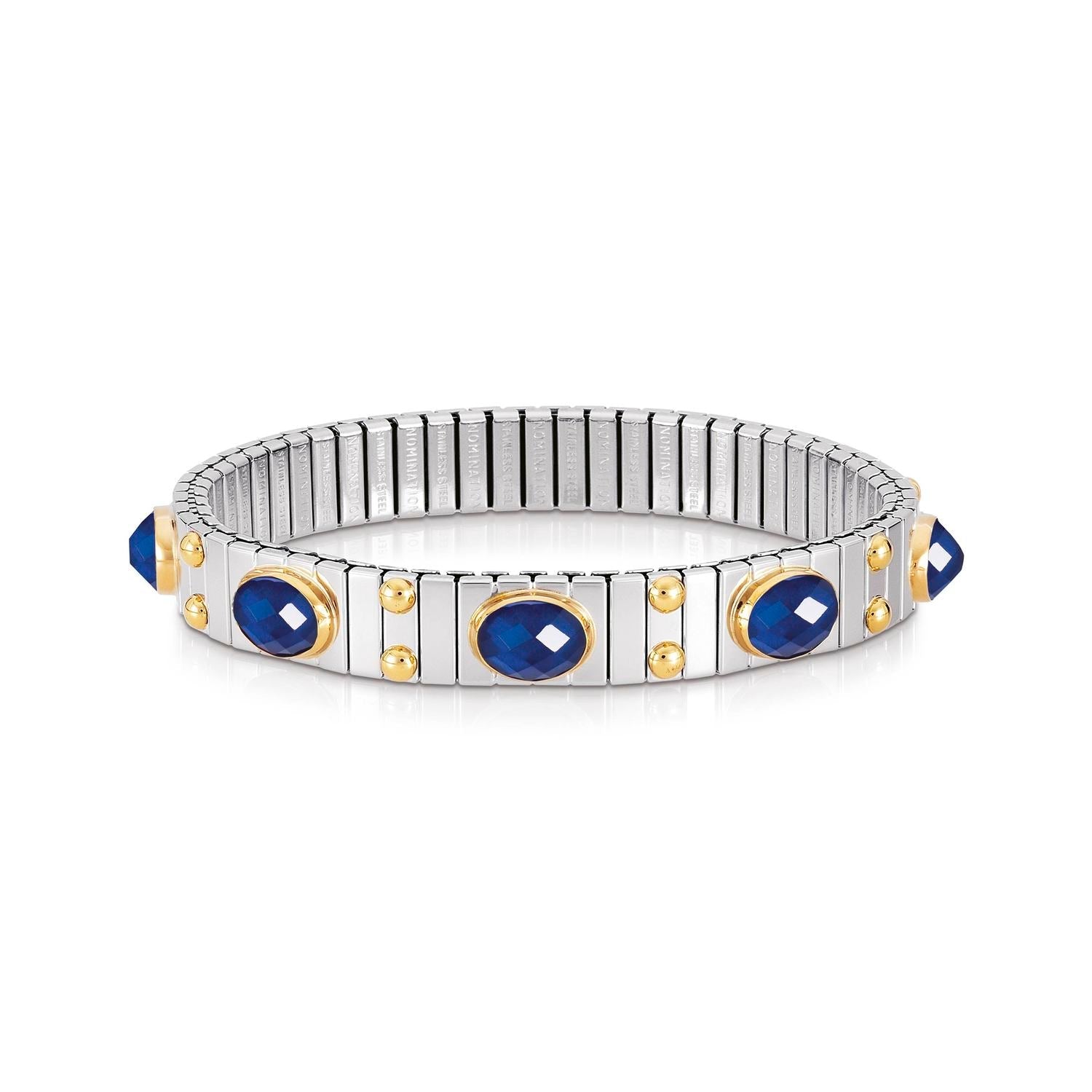 Nomination Armbander XTE MEDIUM Edelstahl und 18K-Gold Zirkone FACETTIERT (007_BLAU)
