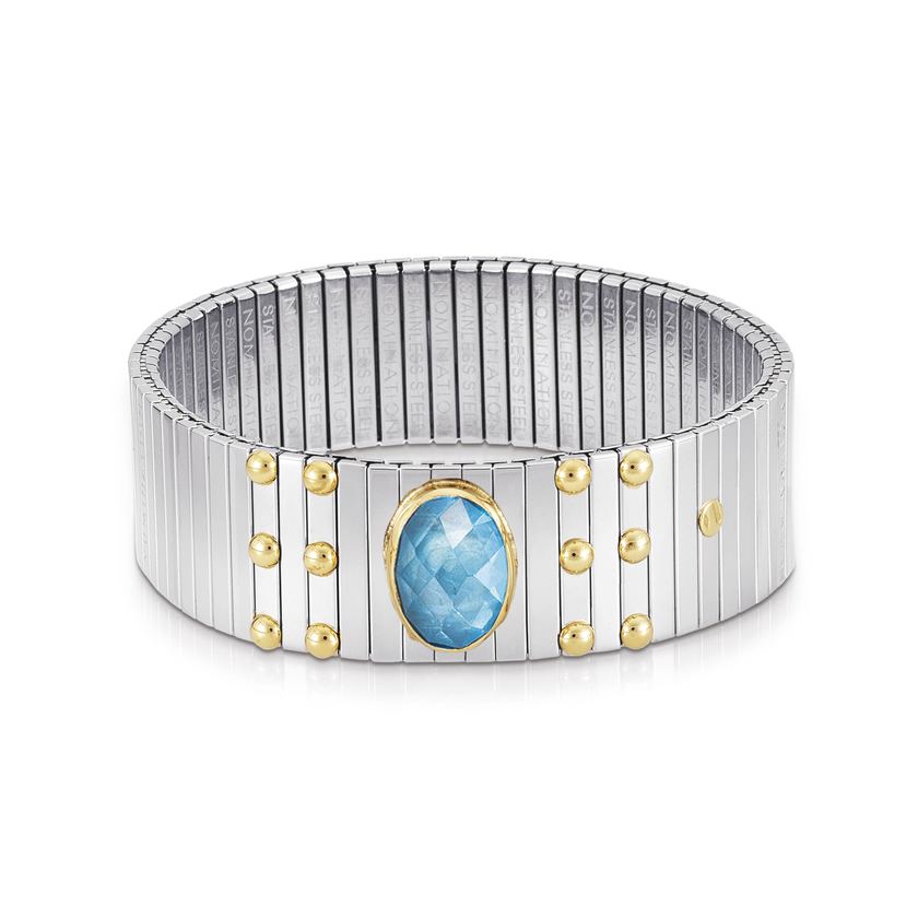 Nomination Armbander XTE EXTRA LARGE Edelst,, 18K-Gold Zirkone FACETTIERT (006_HIMMELBLAU)