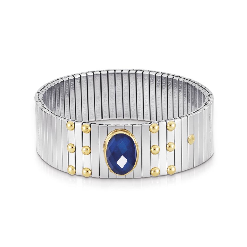 Nomination Armbander XTE EXTRA LARGE Edelst,, 18K-Gold Zirkone FACETTIERT (007_BLAU)