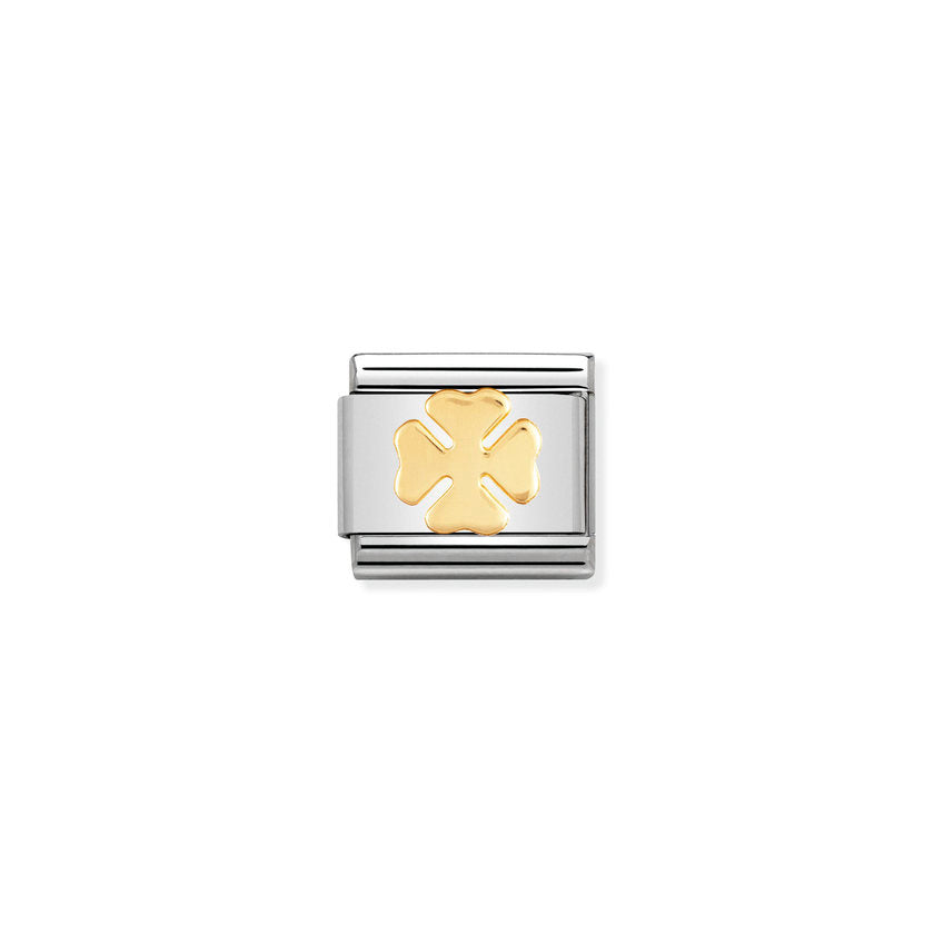 Nomination Composable Classic GOOD LUCK Edelstahl und 18K-Gold (06_Glucksklee)