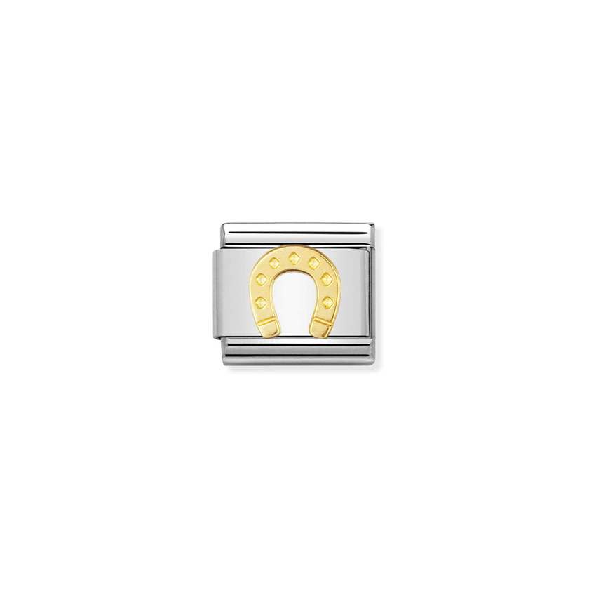 Nomination Composable Classic GOOD LUCK Edelstahl und 18K-Gold (08_Hufeisen)