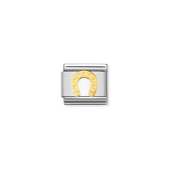 Nomination Composable Classic GOOD LUCK Edelstahl und 18K-Gold (08_Hufeisen)
