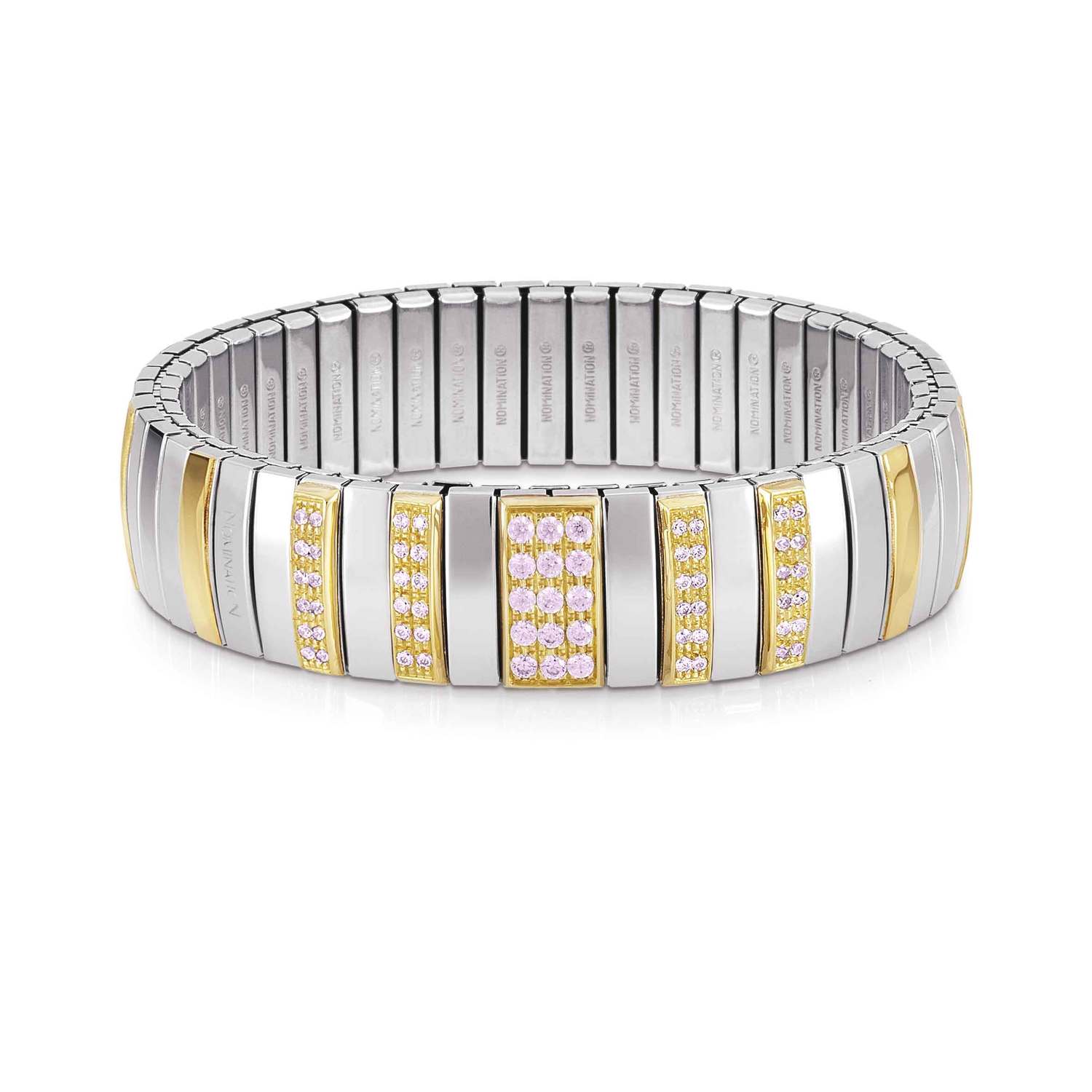 Nomination Armbander N,Y, EXTRA LARGE Edelstahl, 18K-Gold und Cubic Zirconia (002_ROSA)