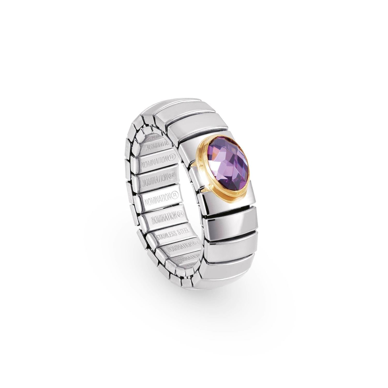 Nomination Ringe XTE SMALL aus Edelstahl und 18-K-Gold mit facettiertem Zirkon (001_VIOLETT)