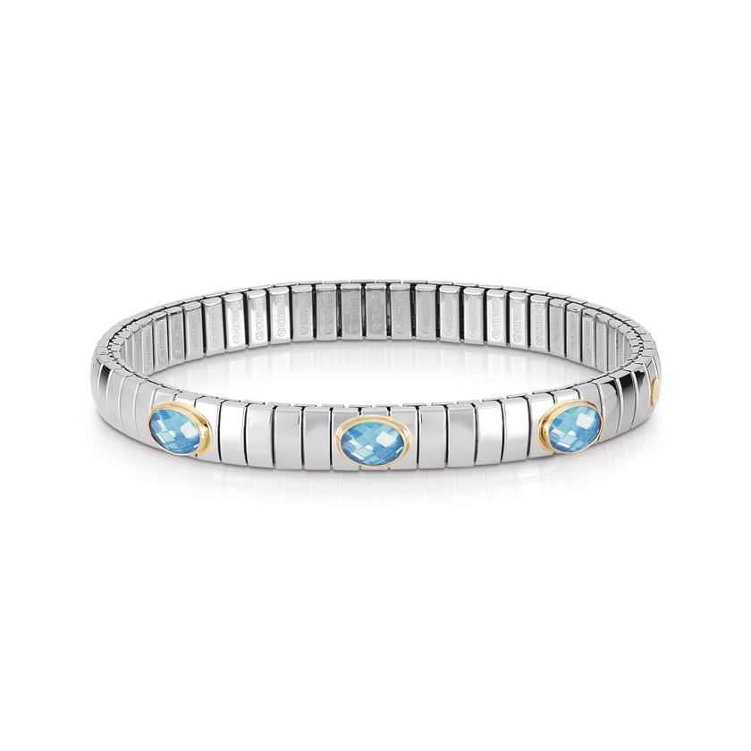 Nomination Armbaender XTE SMALL Edelstahl, 18-K-Gold u, 3 facettierten Zirkonen (006_HIMMELBLAU)