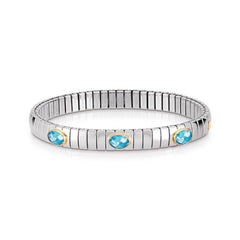 Nomination Armbaender XTE SMALL Edelstahl, 18-K-Gold u, 3 facettierten Zirkonen (006_HIMMELBLAU)
