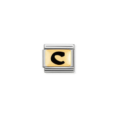 Nomination Composable Classic SCHWARZE BUCHSTABEN Edelstahl und 18K-Gold (03_C)