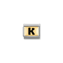 Nomination Composable Classic SCHWARZE BUCHSTABEN Edelstahl und 18K-Gold (11_K)