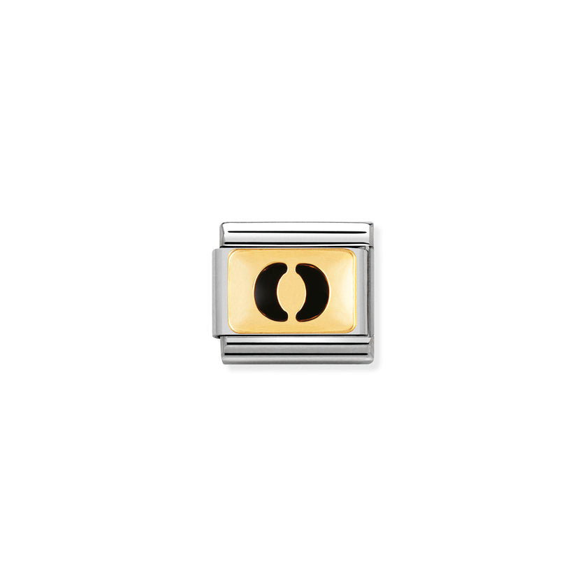 Nomination Composable Classic SCHWARZE BUCHSTABEN Edelstahl und 18K-Gold (15_O)