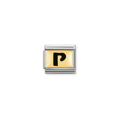 Nomination Composable Classic SCHWARZE BUCHSTABEN Edelstahl und 18K-Gold (16_P)