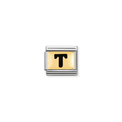 Nomination Composable Classic SCHWARZE BUCHSTABEN Edelstahl und 18K-Gold (20_T)