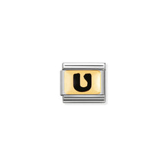 Nomination Composable Classic SCHWARZE BUCHSTABEN Edelstahl und 18K-Gold (21_U)