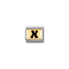 Nomination Composable Classic SCHWARZE BUCHSTABEN Edelstahl und 18K-Gold (24_X)