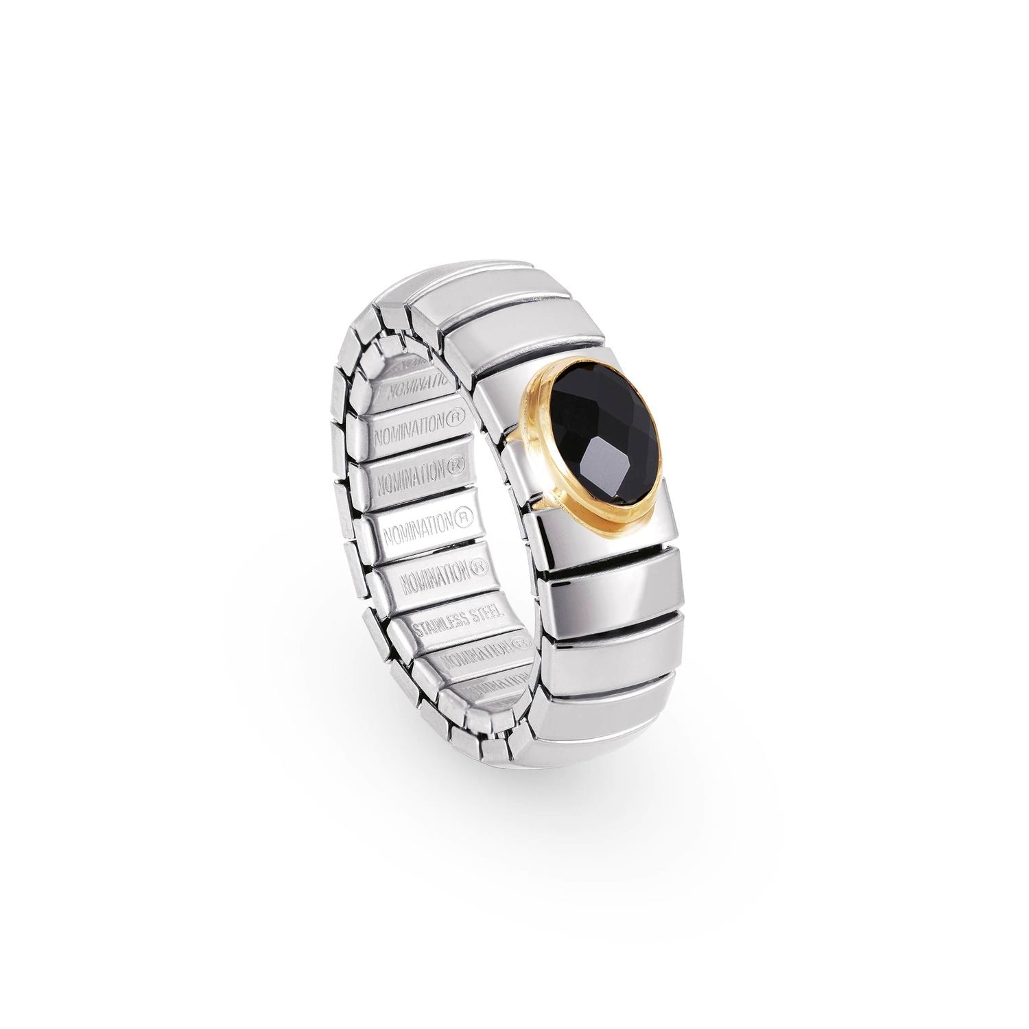 Nomination Ringe XTE SMALL aus Edelstahl und 18-K-Gold mit facettiertem Zirkon (011_Schwarz)