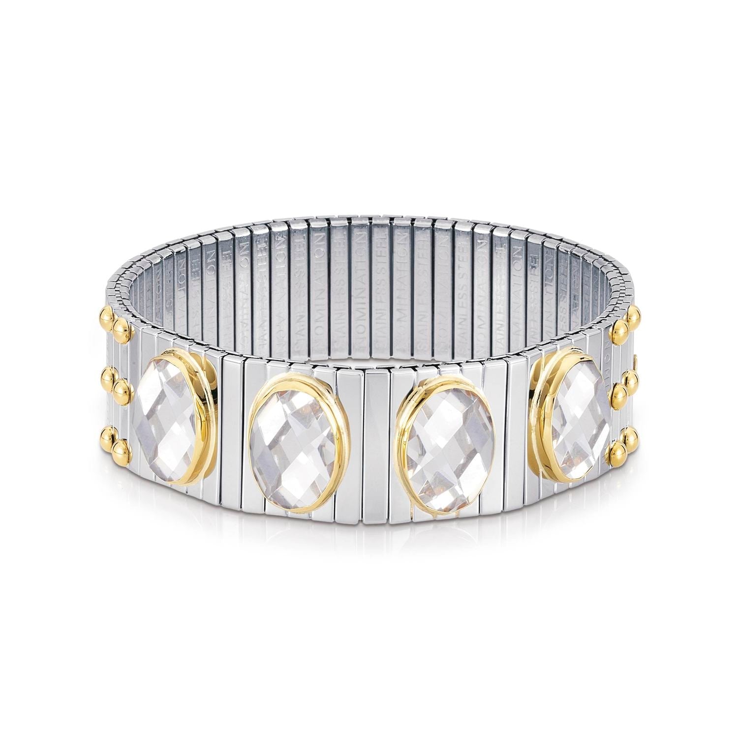 Nomination Armbander XTE EXTRA LARGE Edelst,, 18K-Gold Zirkone FACETTIERT (010_WEISS)