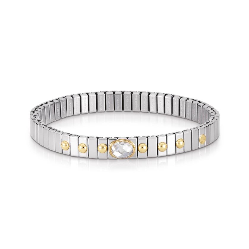 Nomination Armbander XTE SMALL Edelstahl und 18K-Gold Zirkone FACETTIERT (010_WEISS)