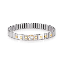 Nomination Armbander XTE SMALL Edelstahl und 18K-Gold Zirkone FACETTIERT (010_WEISS)