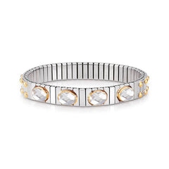 Nomination Armbander XTE MEDIUM Edelstahl und 18K-Gold Zirkone FACETTIERT (010_WEISS)