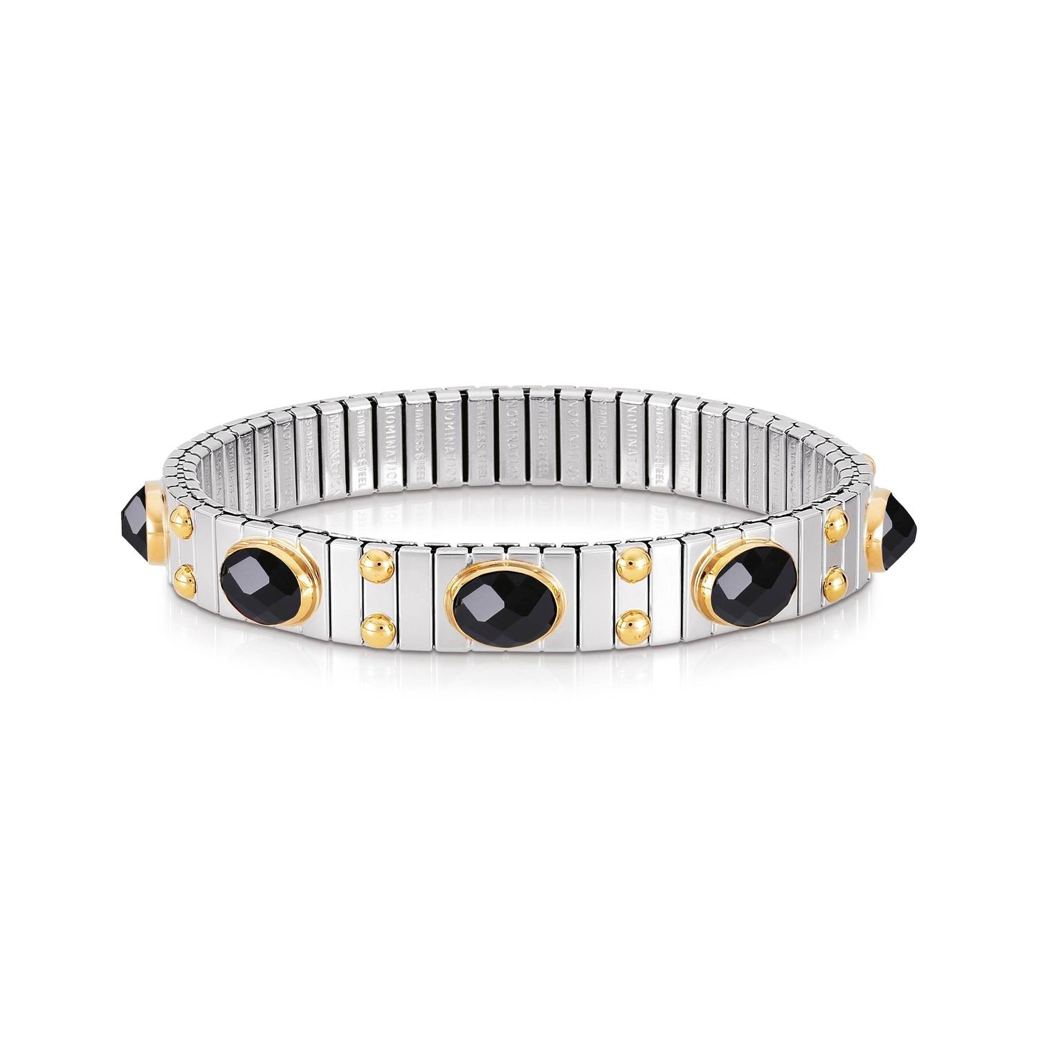 Nomination Armbander XTE MEDIUM Edelstahl und 18K-Gold Zirkone FACETTIERT (011_Schwarz)