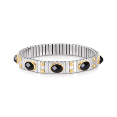 Nomination Armbander XTE MEDIUM Edelstahl und 18K-Gold Zirkone FACETTIERT (011_Schwarz)