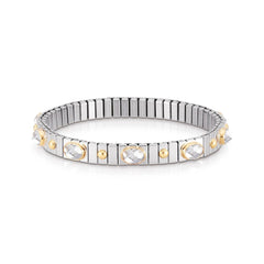Nomination Armbander XTE SMALL Edelstahl und 18K-Gold Zirkone FACETTIERT (010_WEISS)