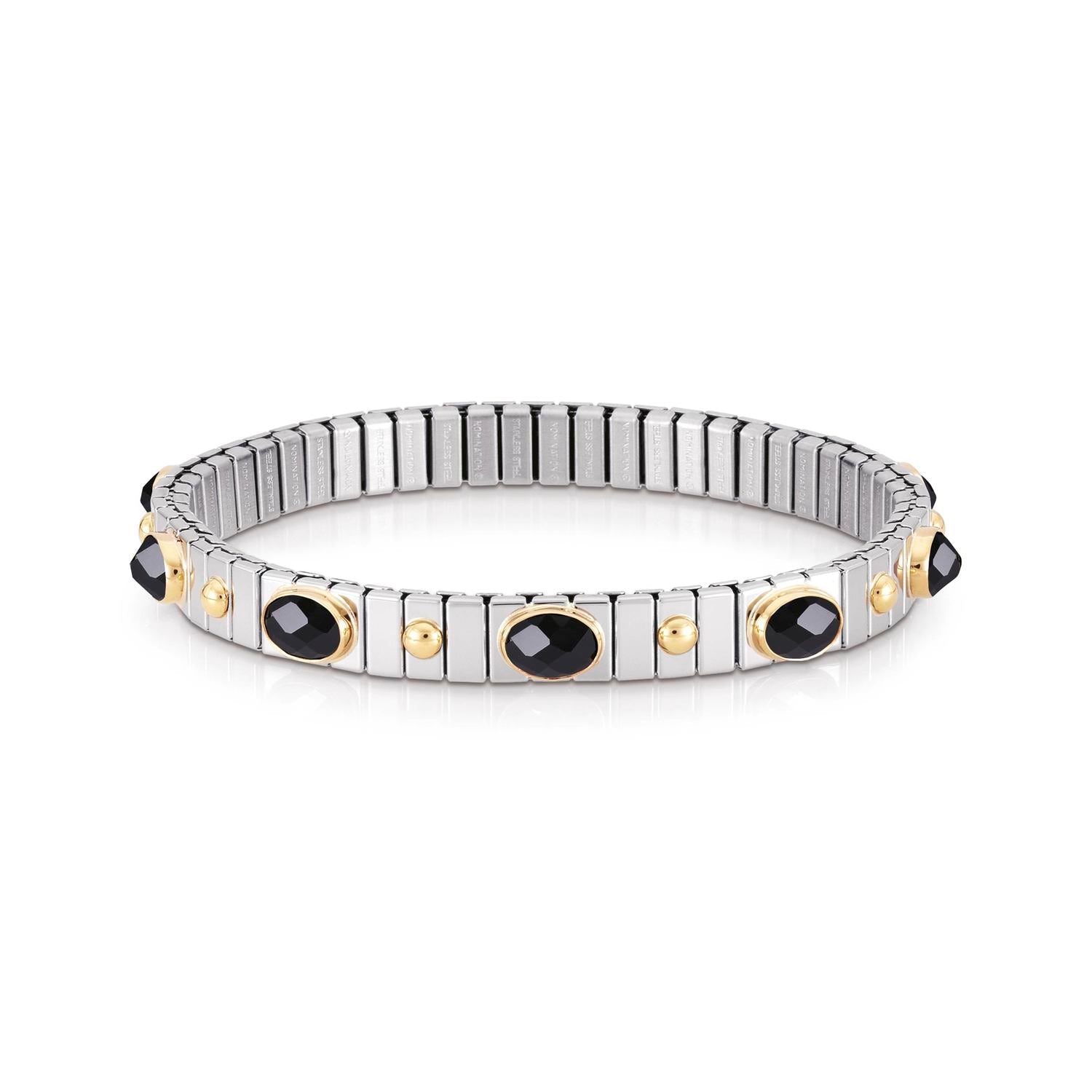 Nomination Armbander XTE SMALL Edelstahl und 18K-Gold Zirkone FACETTIERT (011_Schwarz)