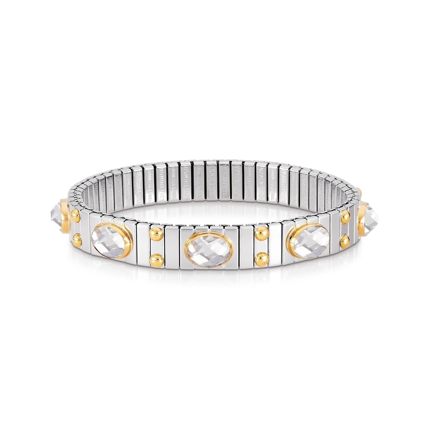 Nomination Armbander XTE MEDIUM Edelstahl und 18K-Gold Zirkone FACETTIERT (010_WEISS)