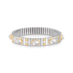 Nomination Armbander XTE MEDIUM Edelstahl und 18K-Gold Zirkone FACETTIERT (010_WEISS)