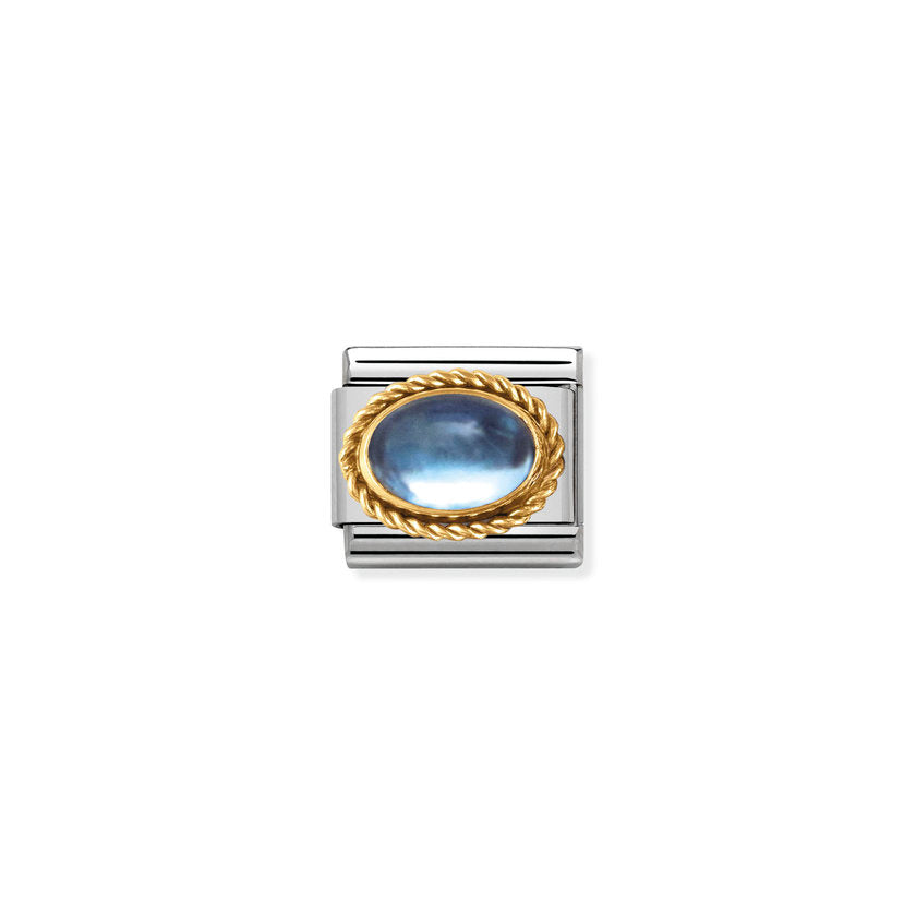 Nomination Comp, Classic HALBEDELSTEINE, Stahl, 18k gold + Godrone (13_light blue topaz)