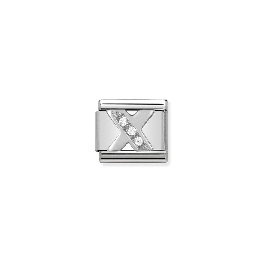 Nomination Composable Classic BUCHSTABEN Edelstahl, Cubic Zirkon und Silber 925 (24_X)