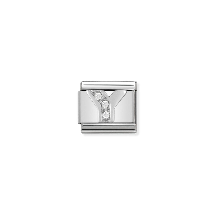 Nomination Composable Classic BUCHSTABEN Edelstahl, Cubic Zirkon und Silber 925 (25_Y)