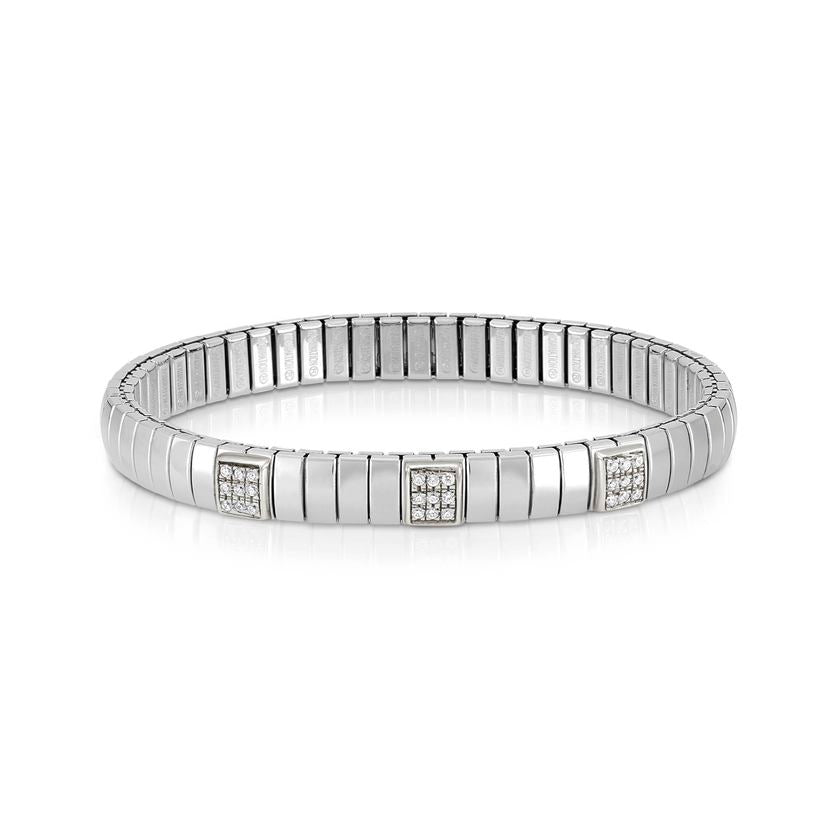 Nomination N,Y, SMALL Armbande aus Stahl, Silber 925 und kubisch Zirkon (001_WEISS)